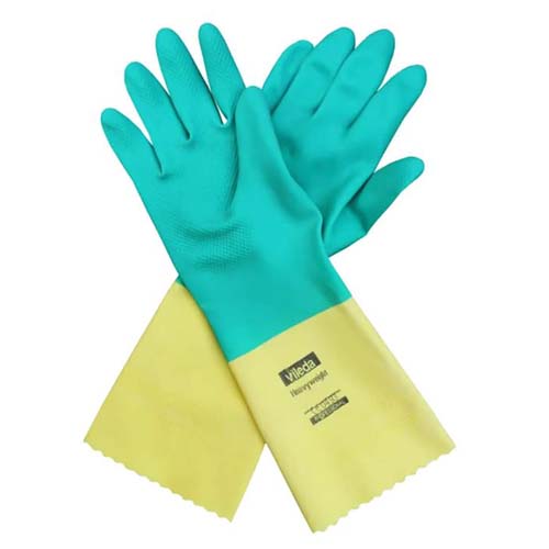 4 Vileda rukavice od latexa sa neoprenom, zelena/žuta, veličina L - Image 1
